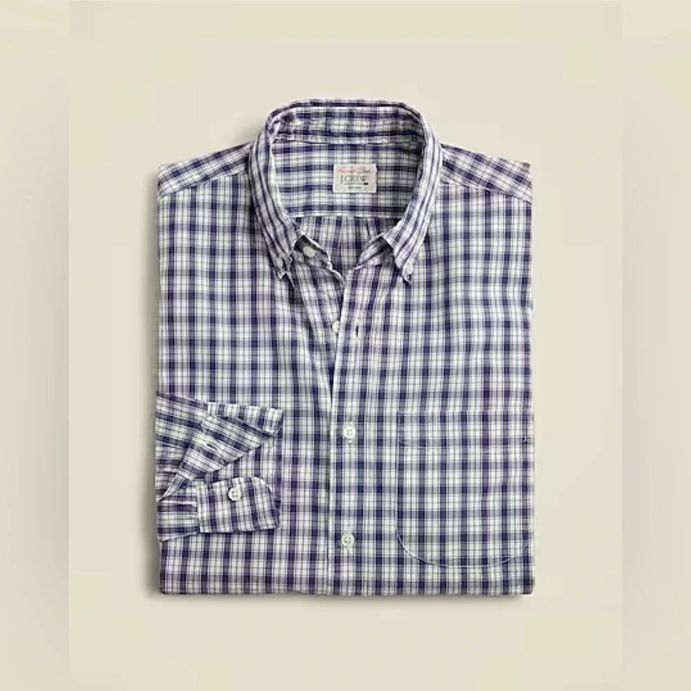 J. Crew Men’s Secret Wash Cotton Poplin Button Down Plaid Shirt BW440 SZ Med NWT